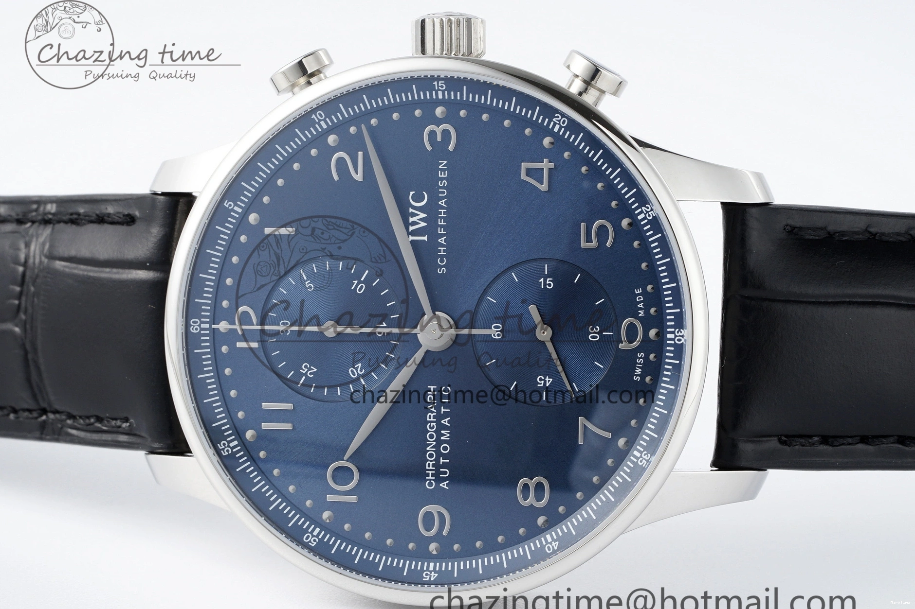 MIROTIME 1230 Portuguese Chrono IW3716 RSF 1:1 Best Edition Blue Dial on Black Leather Strap A RelaxedFit 7045